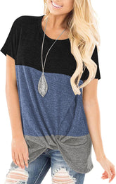 Women'S Tops Short Sleeve Twist Knotted T Shirts Summer Blouse Tunic Tops S-2XL